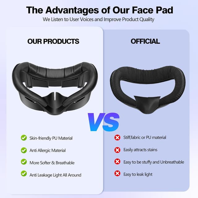 Detalle de VZNEK Face Cover Pad Oculus Quest 3