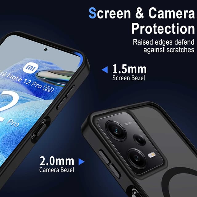 Thumbnail 6 de XTCASE Coque magnétique MagSafe pour Xiaomi Redmi Note 12 Pro 5G / Poco X5 Pro 5G – finition mate translucide noire