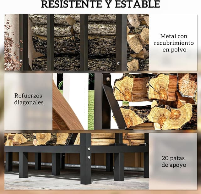 Thumbnail 4 de Outsunny Soporte para Leña 143x70x145 cm