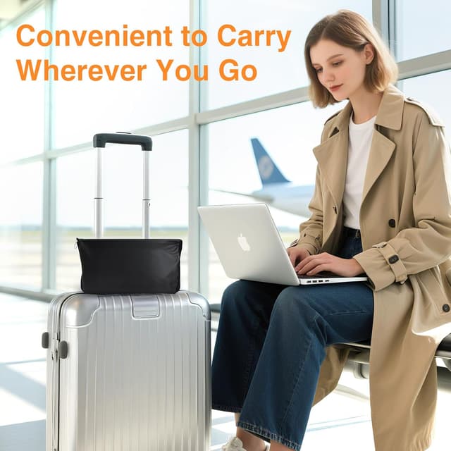 Thumbnail 6 de Maliton poggiapiedi gonfiabile per aereo (borsa inclusa) – poggiapiedi da viaggio regolabile, grigio scuro