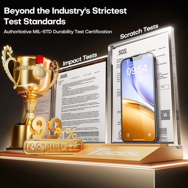 Detalle 2 de TOCOL for iPhone 17e Screen Protector (6.1 inch) 9H Hardness Tempered Glass, Auto-Install, Case-Friendly 2-Pack