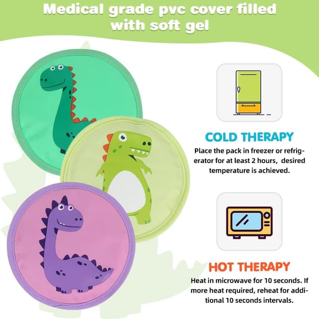 Thumbnail 6 de Hilph 4.7" Kids Ice Pack Set (3-Pack) for Bumps, Bruises & Fever Relief