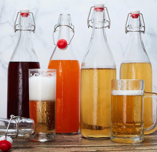 Detalle de Danmu Art 6PCS Glass Bottles with Swing Top (1000ml) – airtight preserve bottles for home brewing and pantry storage