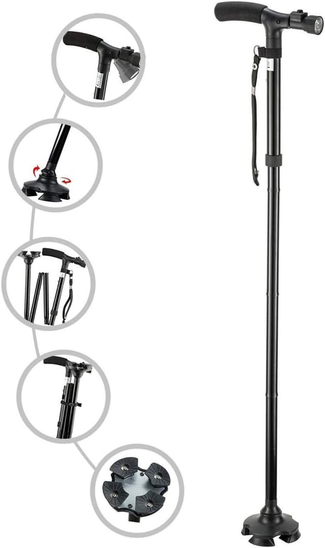 Detalle de Folding Cane with LED Light, Adjustable Walking Stick 🚶
