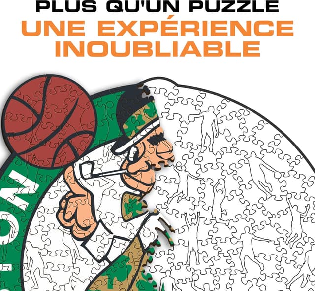 Detalle de Iconic Puzzles Boston Celtics – puzzle en bois Logo, taille S (150 pièces) sous licence officielle NBA