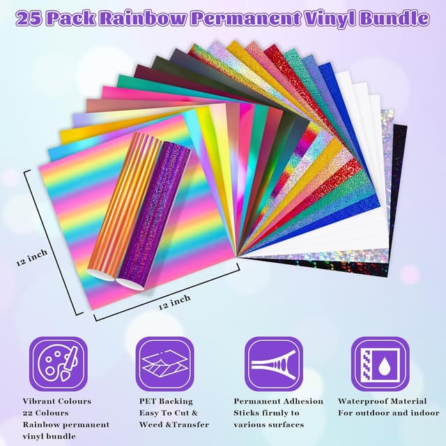 Thumbnail 1 de VINYL FROG Holographic Permanent Vinyl 25 Pack
