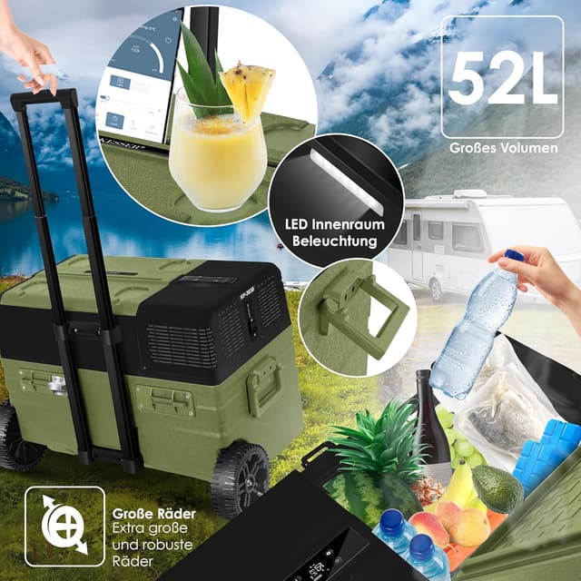 Detalle de KESSER® Kompressor Kühlbox Auto elektrisch 52L – 12/24/230V mit APP-Steuerung, bis –20 °C
