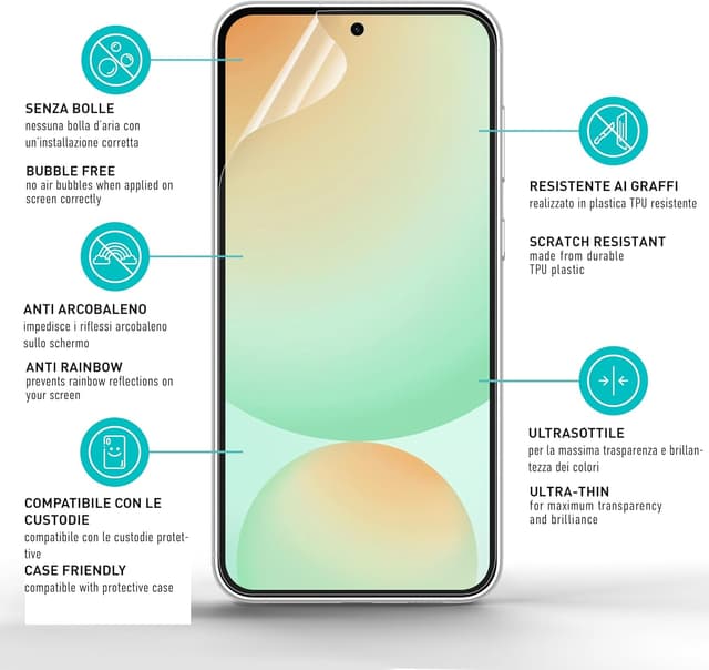 Detalle de smartect Pellicola Protettiva TPU opaca per Samsung Galaxy S24 FE (2 pezzi) con cover completa