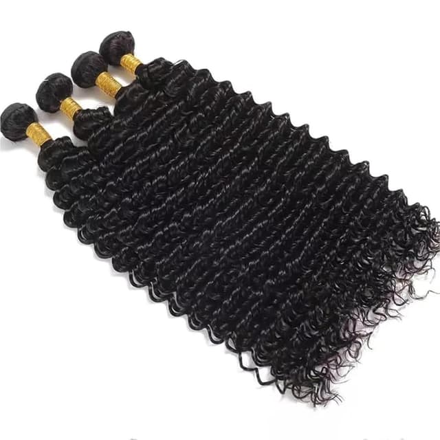 Detalle de 12A Deep Wave Human Hair Bundles (22/22/24/24 inch) Brazilian Virgin Deep Curly Quick Weave — 4 Bundles
