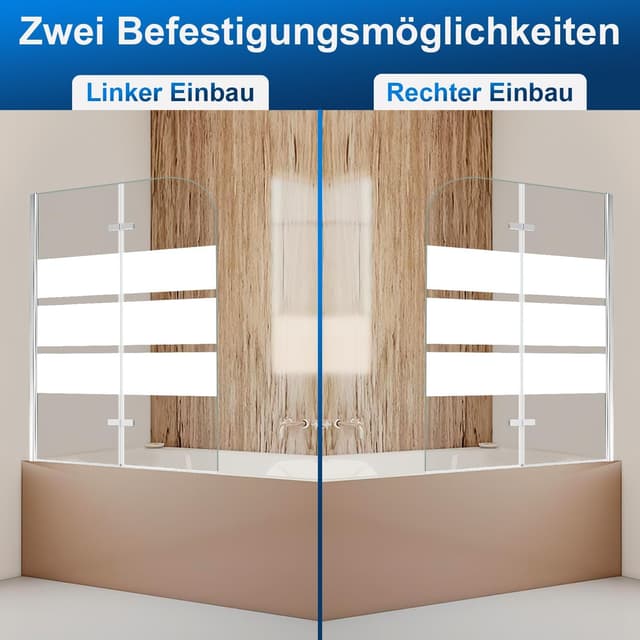 Detalle de Daromigo paroi de douche pour baignoire pliable en 3 parties (120 x 140 cm) avec verre ESG 6 mm