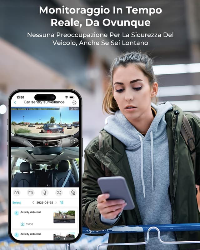 Detalle de NUASI Dash Cam 4G LTE con doppia telecamera anteriore/posteriore 2K + 1080P, GPS, OBD e modalità parcheggio 24/7