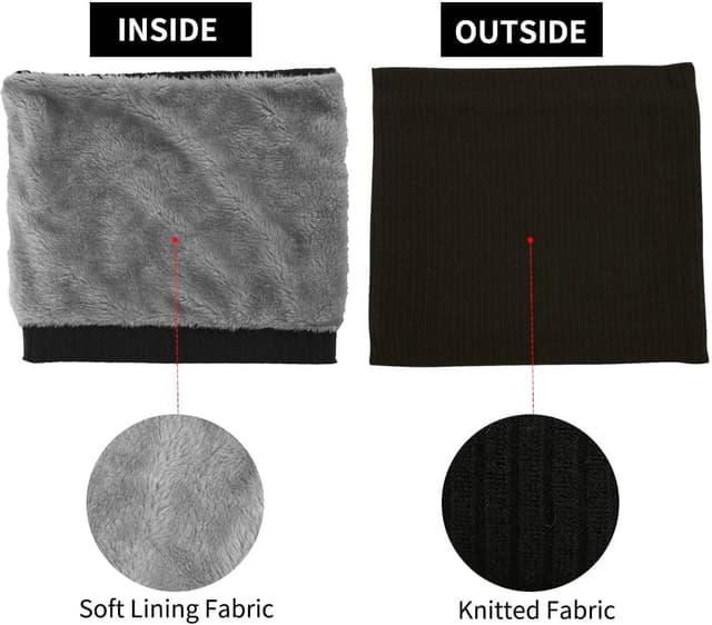 Detalle de Cache-cou en polaire coupe-vent HGDGears en laine tricotée et cachemire (double couche) pour l’hiver