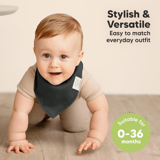Thumbnail 3 de KeaBabies 8-Pack Organic Baby Bandana Bibs (Hunter) — Super Absorbent Cotton Triangle Bibs
