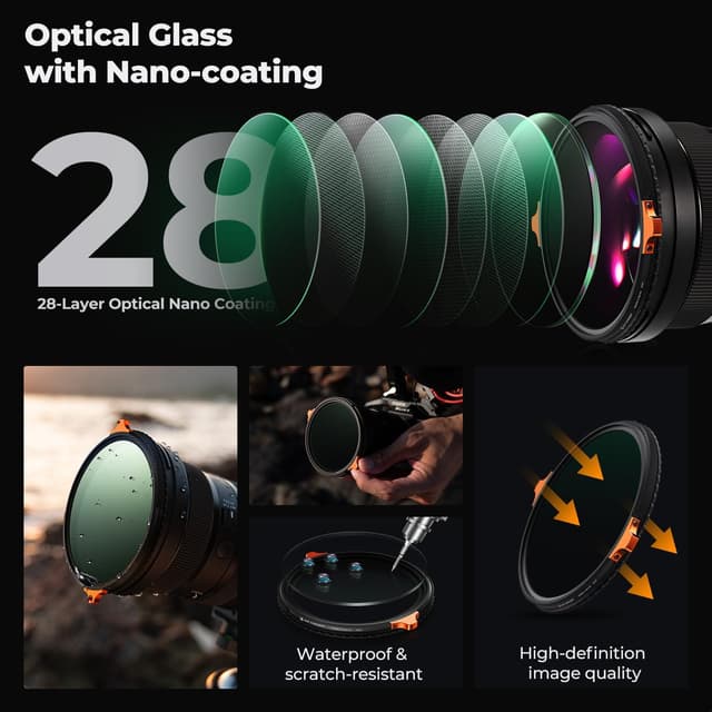 Detalle de K&F CONCEPT 82mm True Color Variable Fader ND2-32 & CPL Nano-X filter (ND/CPL in 1)