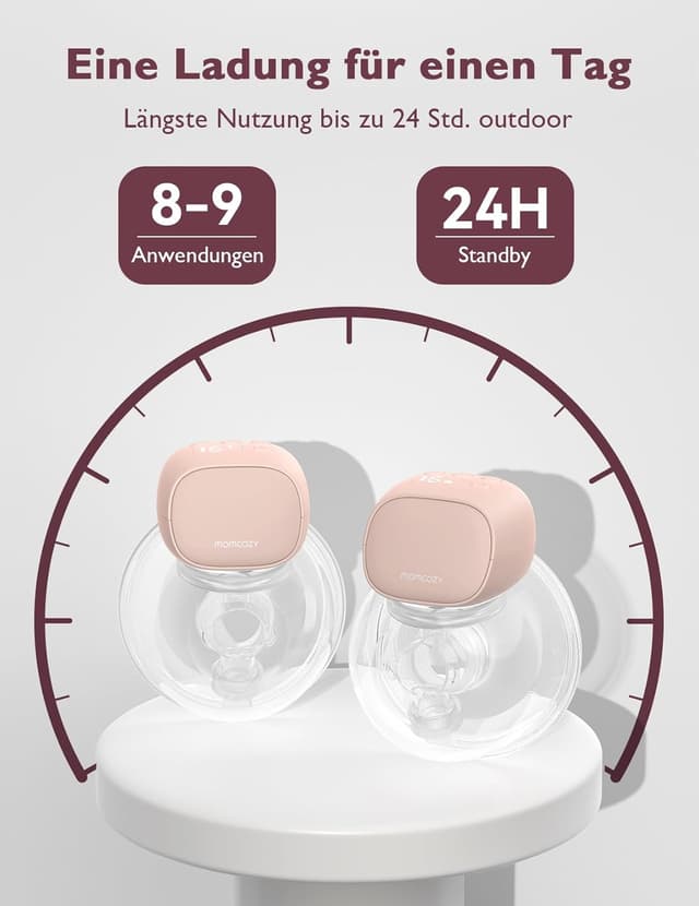 Thumbnail 1 de Momcozy S9 Pro elektrische tragbare Milchpumpe mit 2 Modi und 9 Stufen (rosa, 1 Pack)