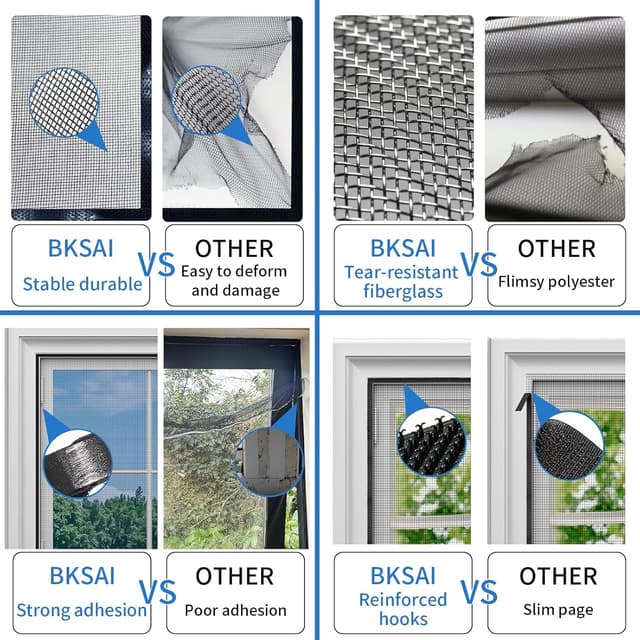 Detalle 1 de BKSAI DIY Window Net to Keep Bugs Out (Zip Opening, Cut to Size) 130x150CM