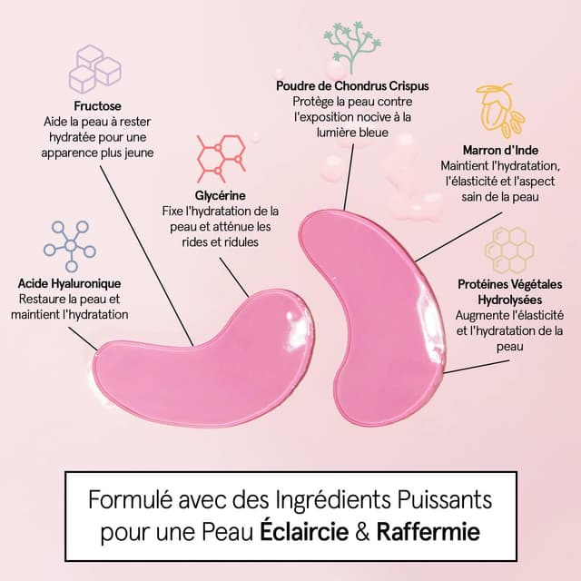Detalle de Grace & Stella Masque Yeux Primé : patchs anti-cernes en gel (48 paires) rose, vegan et cruelty-free