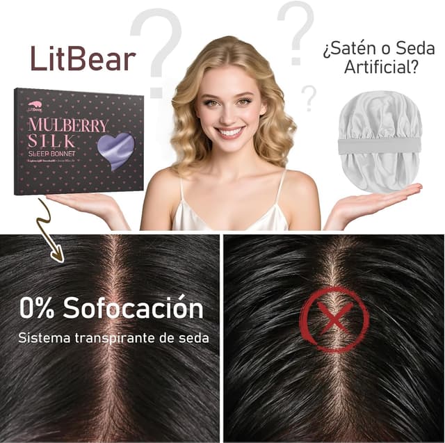 Thumbnail 4 de LitBear Gorro de Seda 22 Momme para Dormir