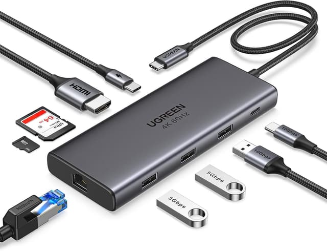 Detalle de UGREEN Revodok Pro 109 USB-C Hub 10Gbps USB A