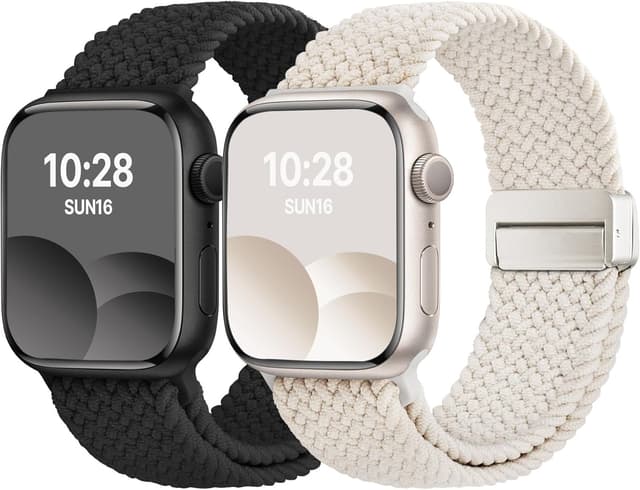 Detalle de Fullmosa cinturino elastico intrecciato per Apple Watch con chiusura magnetica (Nylon Solo Loop) 44/45/46/42/49 mm