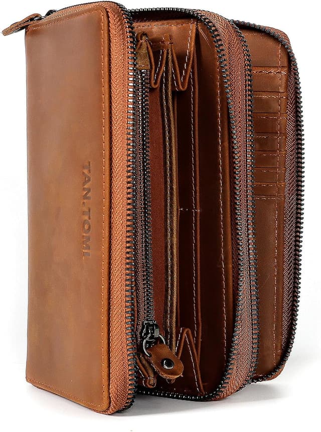 Detalle de TANTOMI Damen-Geldbörse aus Leder 19×10 cm