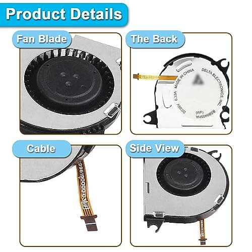 Detalle de ZHUROUPU ventilador interno de reemplazo para Nintendo Switch HAC-001 (2017) con almohadilla térmica