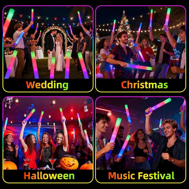 Thumbnail 6 de Blu7ive 20-Pack LED Foam Glow Sticks (3 Light Modes) for Parties, Concerts & More