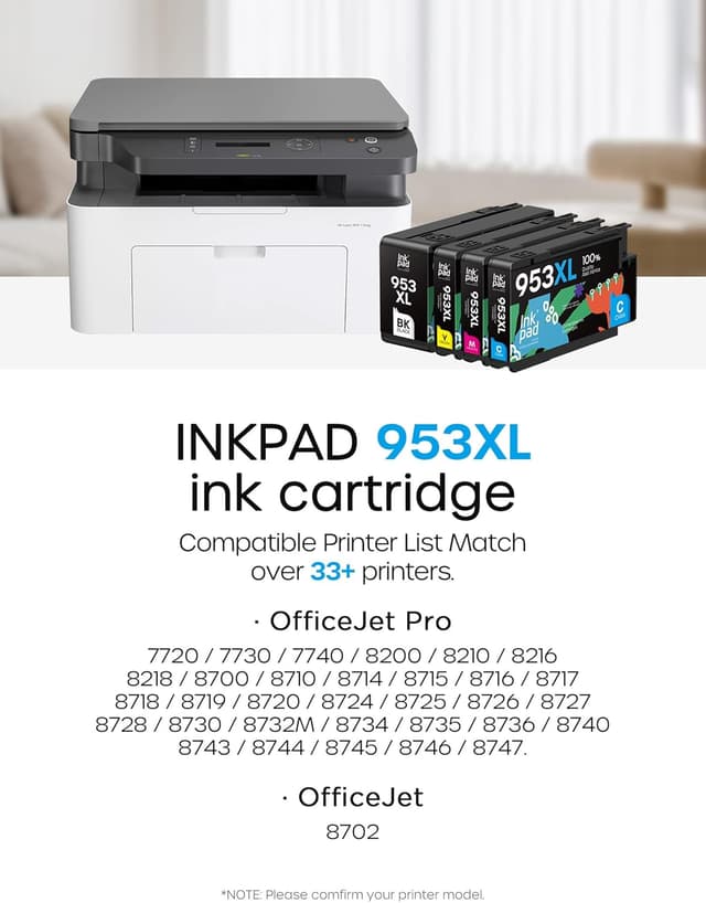 Detalle 2 de iNKPAD 953XL multipack ink cartridges (4-pack) for HP OfficeJet Pro printers