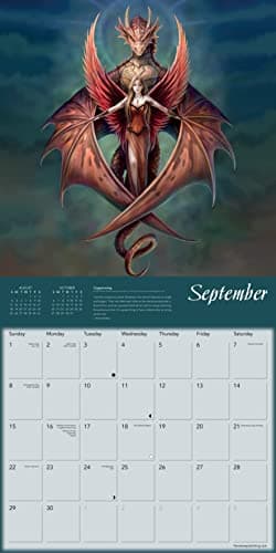 Detalle 2 de Dragons by Anne Stokes Wall Calendar 2024 📅