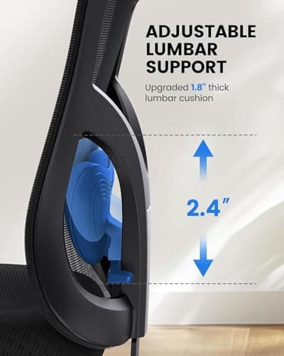 Detalle 2 de NOBLEWELL Silla de Oficina Ergonómica con soporte lumbar, reposacabezas 2D y respaldo reclinable hasta 130°