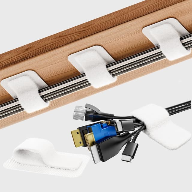 Thumbnail 6 de Kabelmanagement unter dem Schreibtisch – 20 Paar selbstklebende Kabelhalter mit verstellbarem Kabelbinder, grau