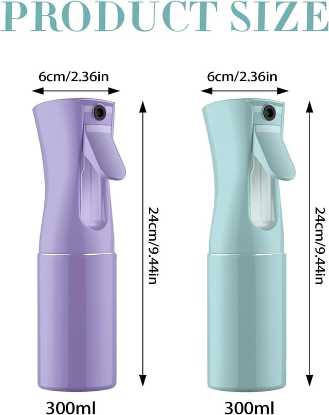 Detalle de DYHNQE 2x 300ml continuous fine mist hair spray bottles (empty) – blue & purple