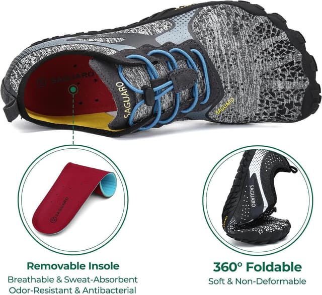 Detalle de SAGUARO Barfußschuhe für Herren und Damen – atmungsaktiv, rutschfest, breite Zehenbox & Zero-Drop Sohle (Gr. 35–48)