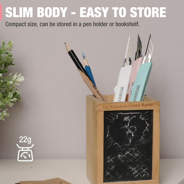 Detalle 2 de WORKPRO Taglierino cutter con lame da 9 mm (set da 3 colori, sicurezza e ricambi)