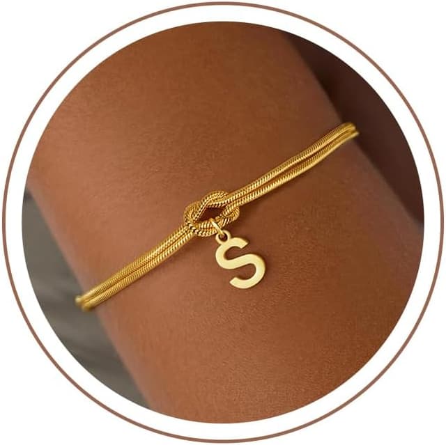 Detalle de SLOONG Armband Damen „Buchstaben“ in Gold/Silber, 18K vergoldet – personalisierbar mit Initialen