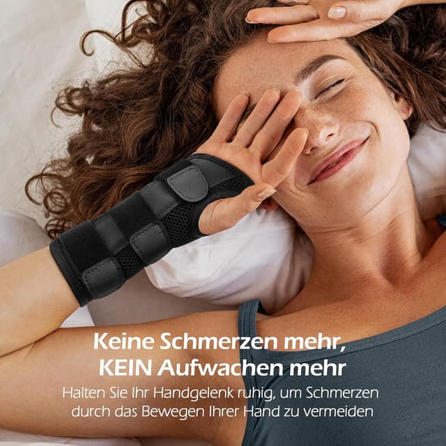 Detalle de FREETOO Handgelenkbandage gegen Karpaltunnel (rechts) – orthopädische Handgelenkstütze für die Nacht mit stützender Schiene
