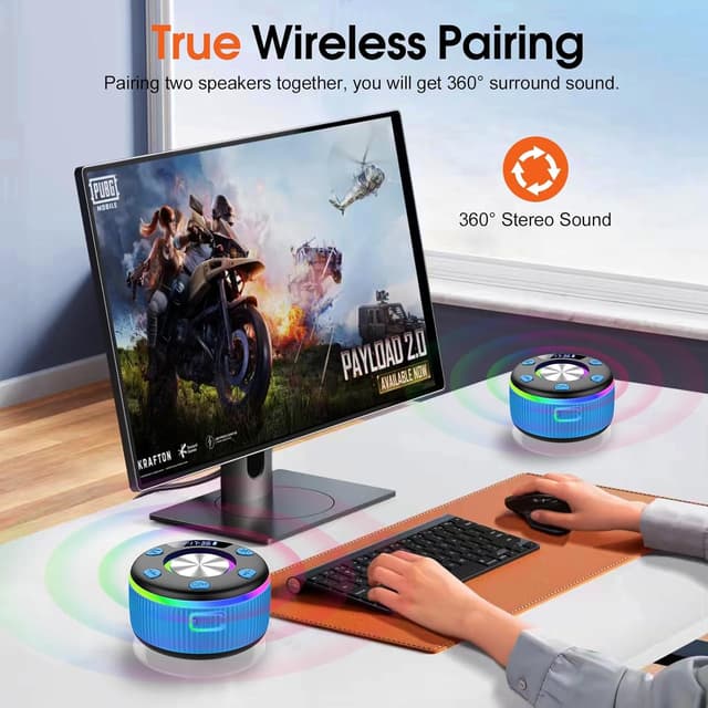 Detalle 2 de PRSCFUM Bluetooth Shower Speaker (IPX7) with LED lights, time display and Bluetooth 5.3