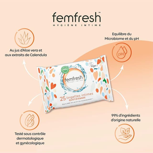 Thumbnail 1 de Femfresh Lingettes Intimes 25 unités