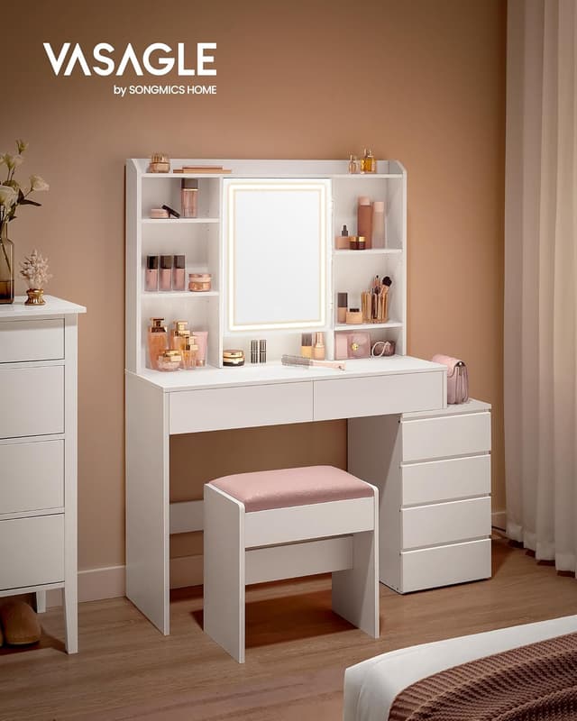 Detalle 2 de VASAGLE Coiffeuse LED 3 luminosités 💄