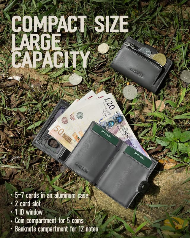 Detalle de MYSHION Mens RFID Wallet with Coin Pocket