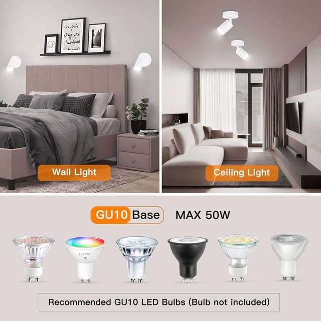 Detalle de Ketom 2er-Deckenspot mit GU10, schwenkbar (weiß) – ohne Leuchtmittel