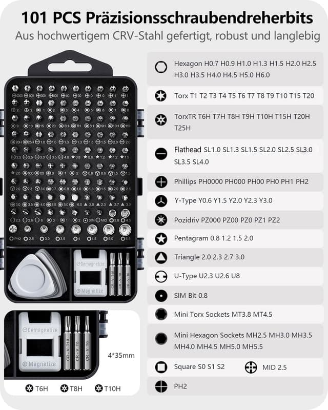 Detalle 2 de 122-tlg. Feinmechaniker Werkzeug Set 101 Bits