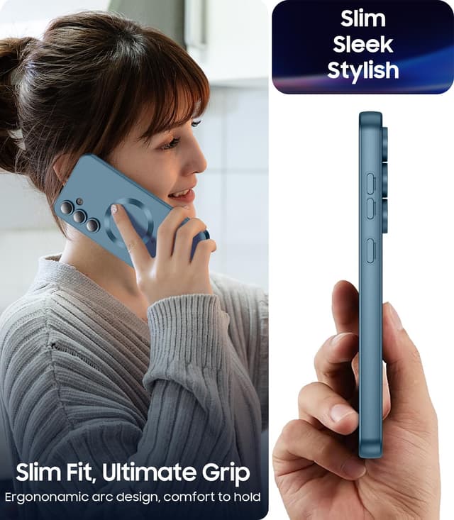 Thumbnail 6 de LEKEVO Magnetic Case for Samsung Galaxy S25 (6.2-inch) with MagSafe & Built-in Camera Lens Protector — Slim Soft Silicone Bumper, Green