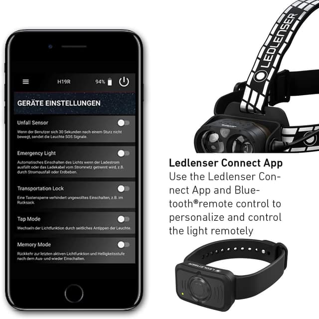 Detalle de Ledlenser H19R Signature rechargeable head torch (IP68) – 4000 lumens, swivel beam head, app control