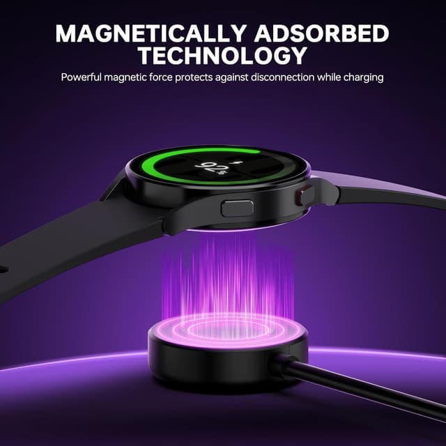 Detalle de USB-C Smartwatch Charger Cable for Samsung Galaxy Watch 8/8 Classic, Ultra, 7–3 (USB-C to USB-A adapter included) — 1m