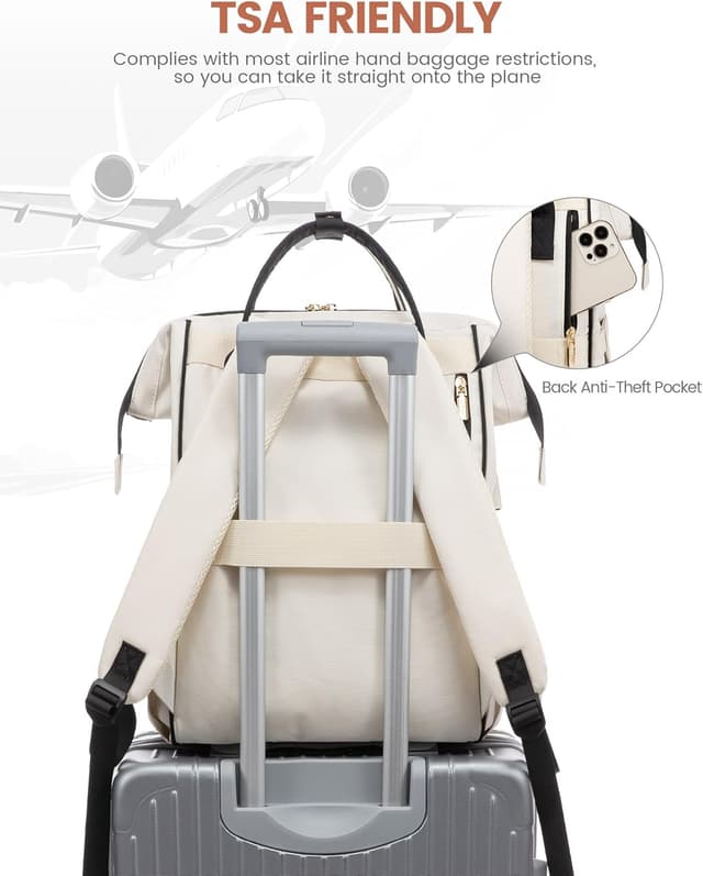 Detalle de LOVEVOOK Sac à dos femme 15,6 pouces anti-vol, 20 L, étanche et pliable pour voyage/travail (noir)