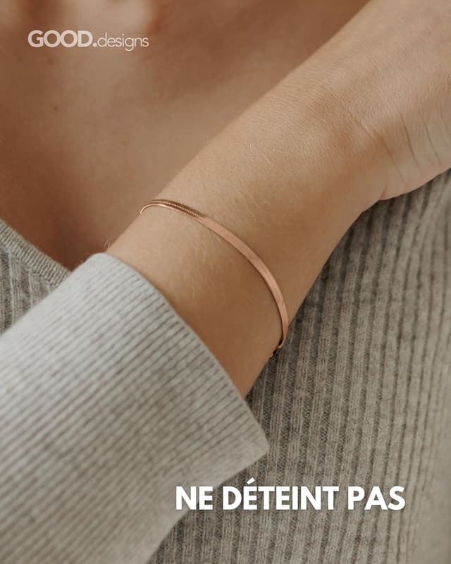 Detalle de GD GOOD.designs Bracelet serpent pour femme en acier inoxydable 316L doré, ajustable et imperméable