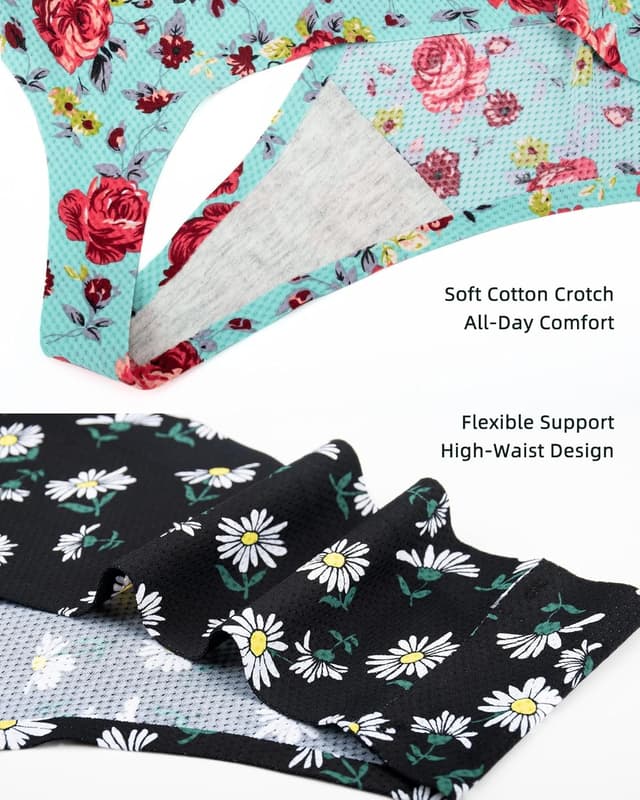 Detalle de VOENXE Lot de 5 tangas femme sans couture taille haute (strings tanga invisibles, seamless)