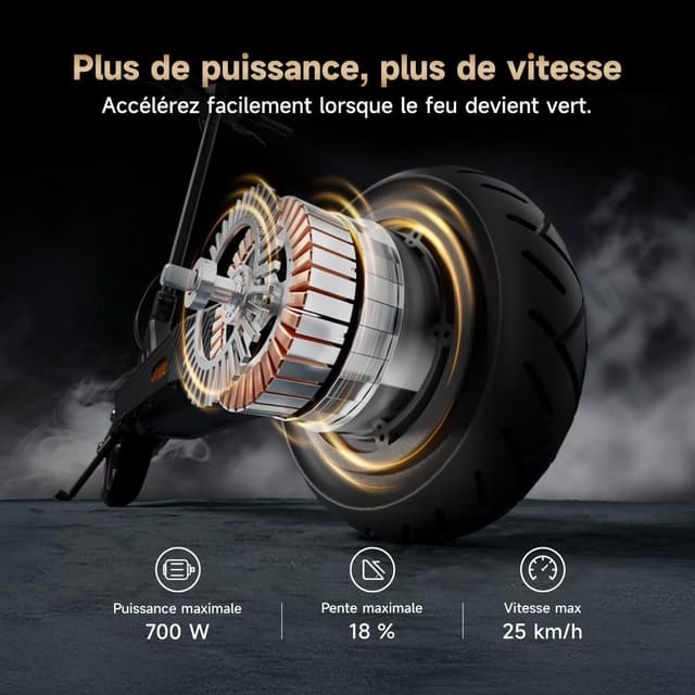 Detalle de NAVEE GT3 – Trottinette électrique adulte jusqu’à 75 km, moteur 700 W/1000 W et Apple Find My