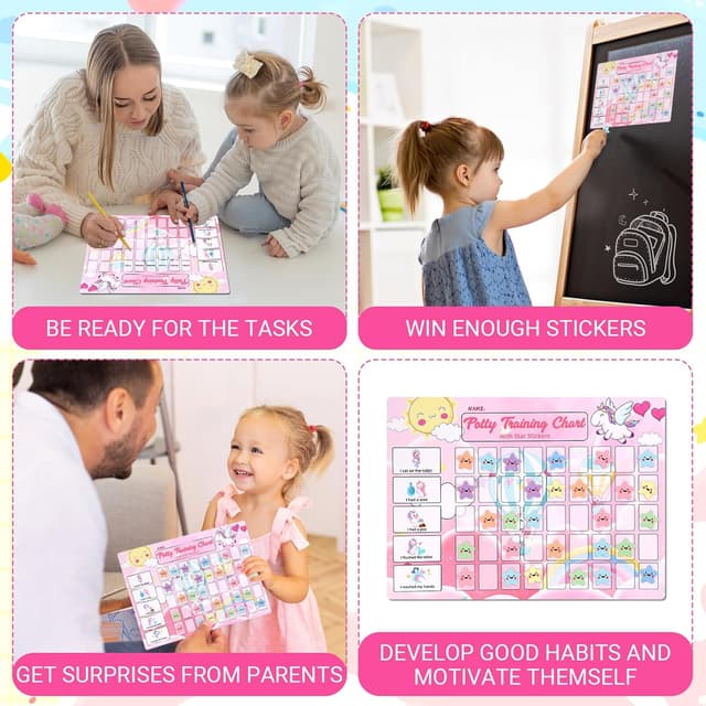 Thumbnail 6 de Potty Training Chart for Toddlers with 63 Reusable Magnetic Star Stickers (Unicorn)
